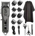 Razors Hair Clipper Professional Electric Hair Clipper USB Charging LED Smart Display Screen Multi-Functional high Power Hair Clipper(Black Gentleman)
