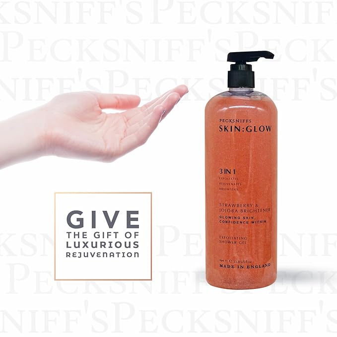 Pecksniff's Strawberry and Jojoba Brightener Exfoliating Shower Gel | 1000 ml / 33.80 Fl Oz