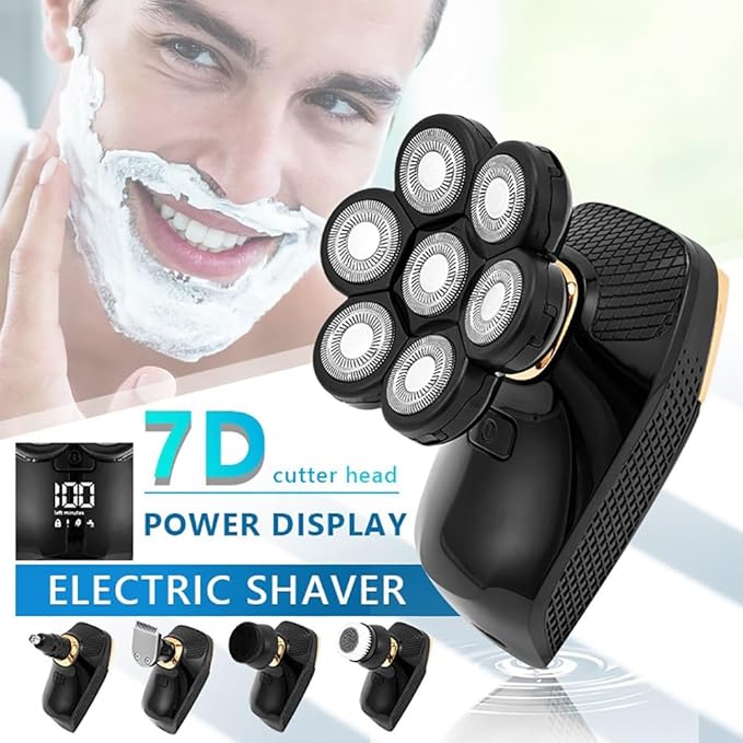 Head Shavers for Bald Men 5 In 1 Electric Shaver Razor For Men's Trimmer Wet And Bald Head Dry Razor 7D Head Waterproof LED Display Machine For Shaving