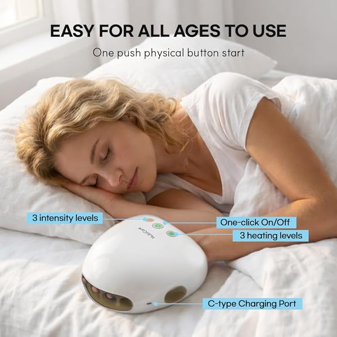 HuBDIC HubiCare Portable Hand Massager with Individual Finger Massage Cordless Heat &amp Compression for Finger Numbness &amp Arthritis Relief Compact Travel &amp Gift Design for Love Ones