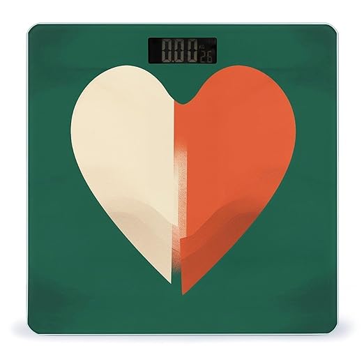Red and White Pattern Scale for Body Weight Precision Bathroom Weighing Scales with Back Lit LCD Display Sturdy Tempered Glass Body Weight Scales Digital Bathroom Scale 400lb