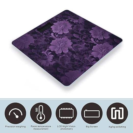 Purple Scale for Body Weight High Precision Digital Weight Scales with LCD Display Anti-Slip Sturdy Slim Tempered Glass Bathroom Scale for Home Use