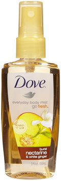 Dove Body Mist Burst Nectarine and White Ginger 3-Ounce (Pack of 2)