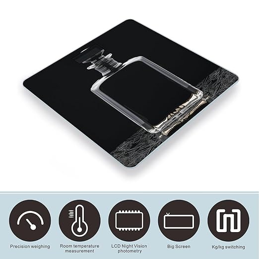 Black Perfume Bottle Scale for Body Weight Smart Scales Digital Bathroom Scale High Precision Weighing Scales with Large Display Weighing Machine for People