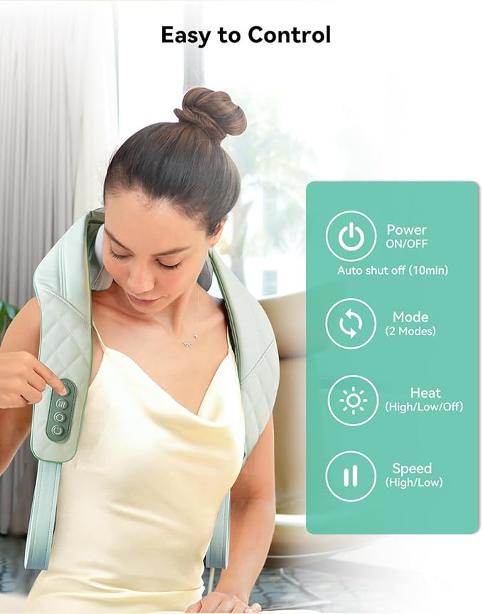 Snailax Cordless Neck Massager with Heat Shiatsu Neck Shoulder Massager for Pain Relief Deep Tissue 4D Kneading Shiatsu Back Massage Pillow Gifts for Women Men