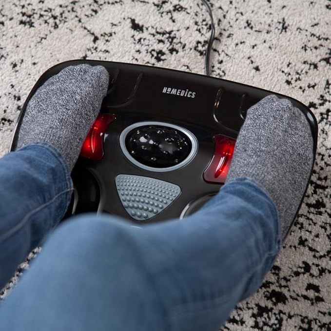 HoMedics Vibration Foot Massager – Heated Portable Foot Massager Machine Soothing Heat with Multi-Point Sensations and Toe-Touch Control