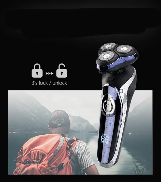 Electric Shavers for Men USB Rechargeable Shaver Waterproof Rotary Electric Shaver Grooming Kit with Hair Clipper Nose Hair Trimmer Facial Brush Dry and Wet Beard Trimme