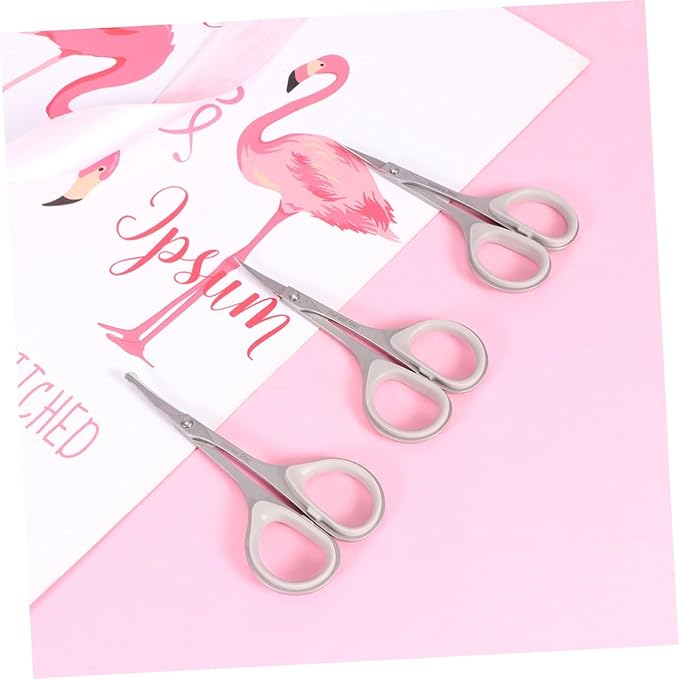 NOLITOY 6pcs Grooming Scissors Nose Hair Trimmer Vibrissa Scissors Eyebrow Double-head Stainless Steel Easy to Use