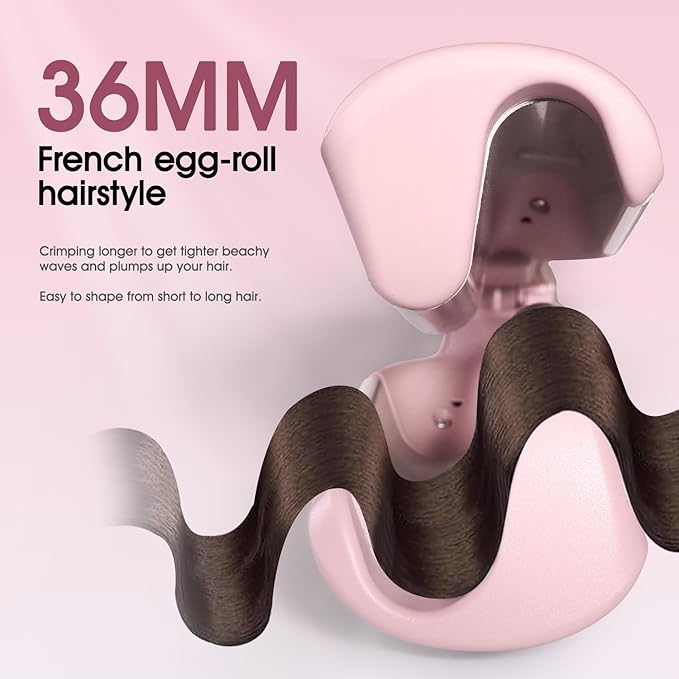 Beach Waves Curling Iron 1.4 Inch Double Barrel Waver Ceramic Wave Iron for Hair Beach Waver Hair Crimper for Women Anti-Scald Dual Voltage Wavy Iron Deep Wave Tool Pink