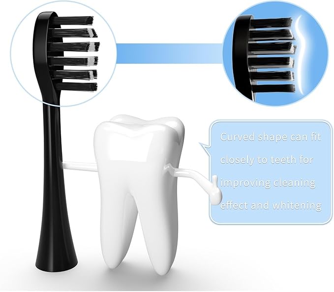 Replacement Toothbrush Heads Compatible with Gleem Electric W Shape Design Planted with Nylon Bristle10 Pack(Black)