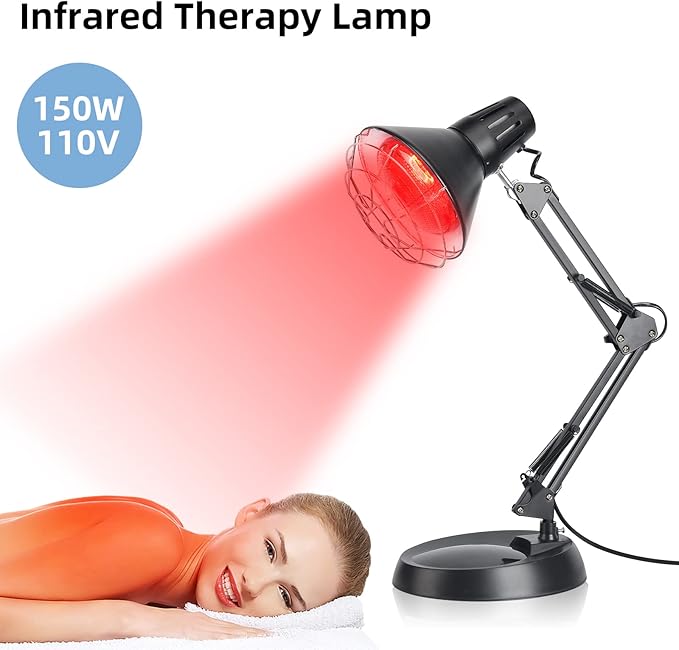 Infrared Red Light Therapy with Sturdy Base Heat Lamp Device with 150W Bulb Adjustable Near Infrared Light Heat Lamp Set for Body Neck Shoulder Joints Back Pain Relief