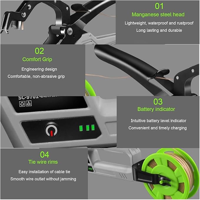 Electric Plant Tying Machine Semi-Automatic Plant Tie Machine Plant Tying Tool for Grapes Tomatoes VegetablesMax Bending Diameter 45mm