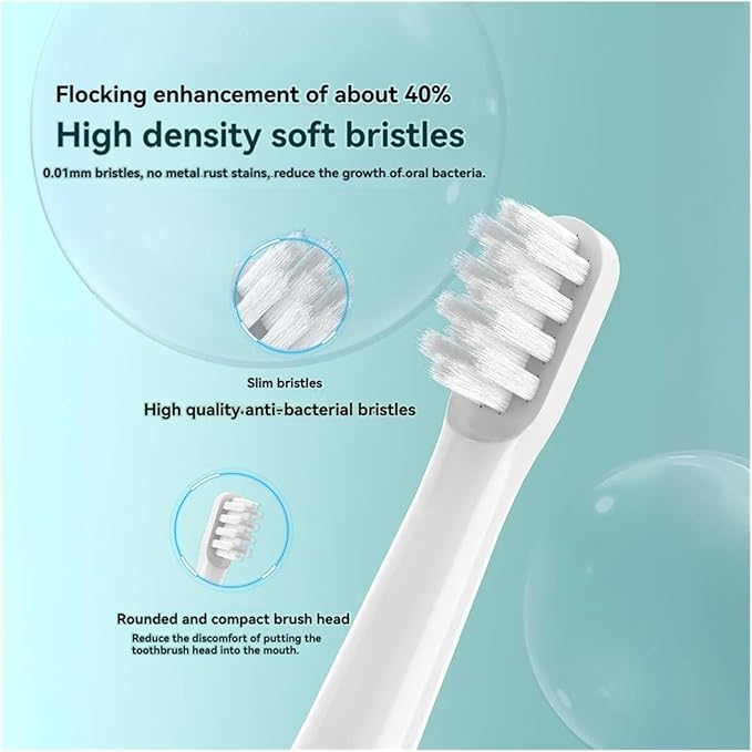 Adaptive Electric Toothbrush Head Compatible for Sonic T100 Replacement Brush MES603 Soft Bristle Universal(T100-PK-6Pcs)