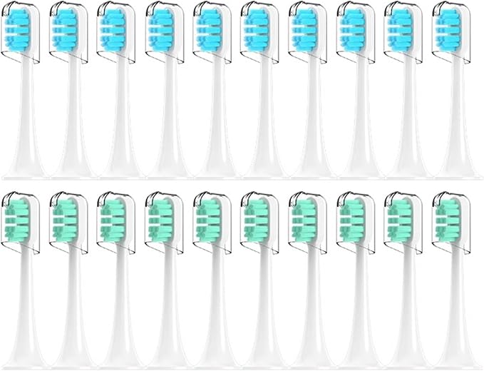 Compatible for T300/T500/T700 Electric Toothbrush Heads Refill 4/20Pcs(10Green10Blue)