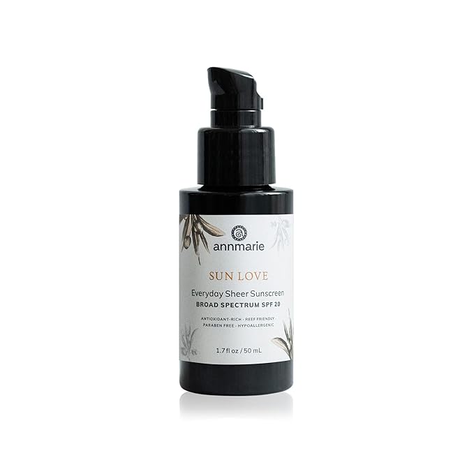 Annmarie Skin Care Sun Love SPF 20 Sunscreen - Reef Safe. - Non-Nano Zinc Oxide Sunscreen with Moisturizing Organic Pumpkin Sunflower Hemp Seed Oils Lightweight &amp Sheer (50mL 1.7 fl oz)