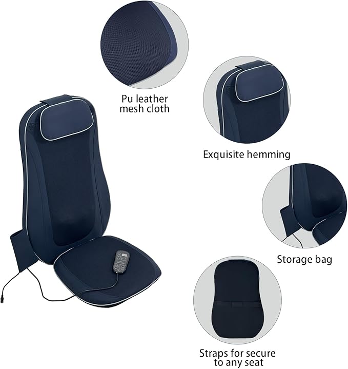 Shiatsu Back Massager with Kneading and Heating - Dark Blue - Multi-Functional Massage - Office Staff Phubber Motorist High-Heeled Shoes - Relax &amp Recharge