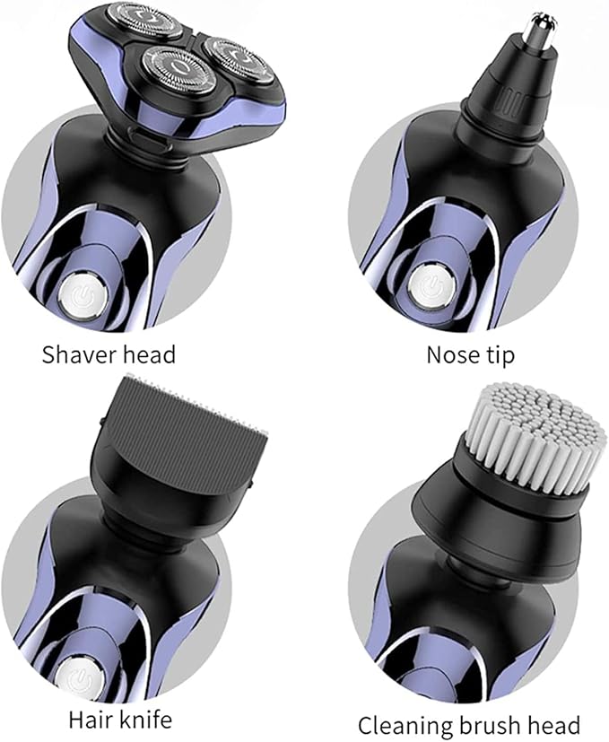 Head Shavers for Bald Men 4 in 1 Electric Shaver Hair Clippers Men's Rotary Shavers Rechargeable Razors Beard Nose Hair Trimmer Shaving Grooming Sets