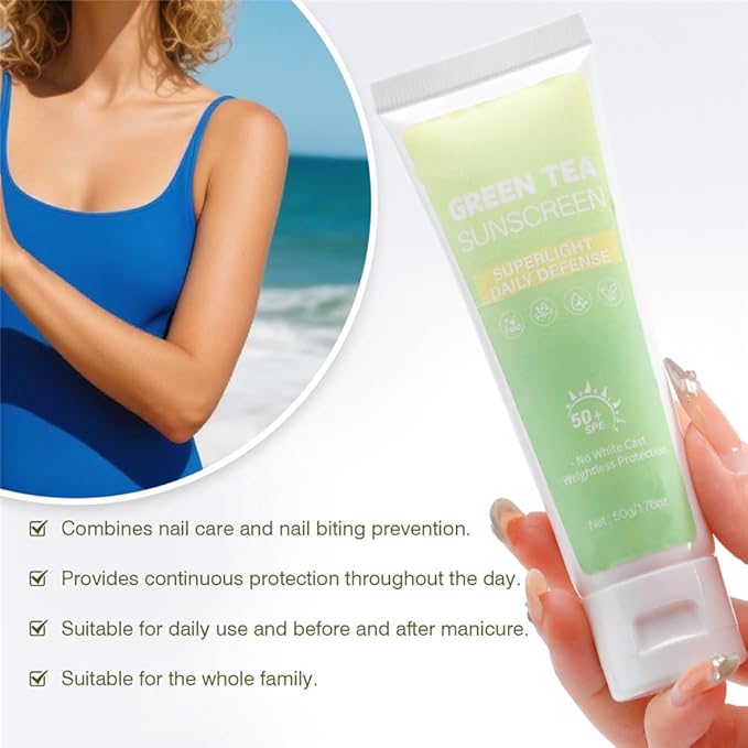 2PCS Green Tea Sunscreen for Face SPF 50 Facial Sunscreen Non-Greasy &amp No White cast Lightweight Hydrating