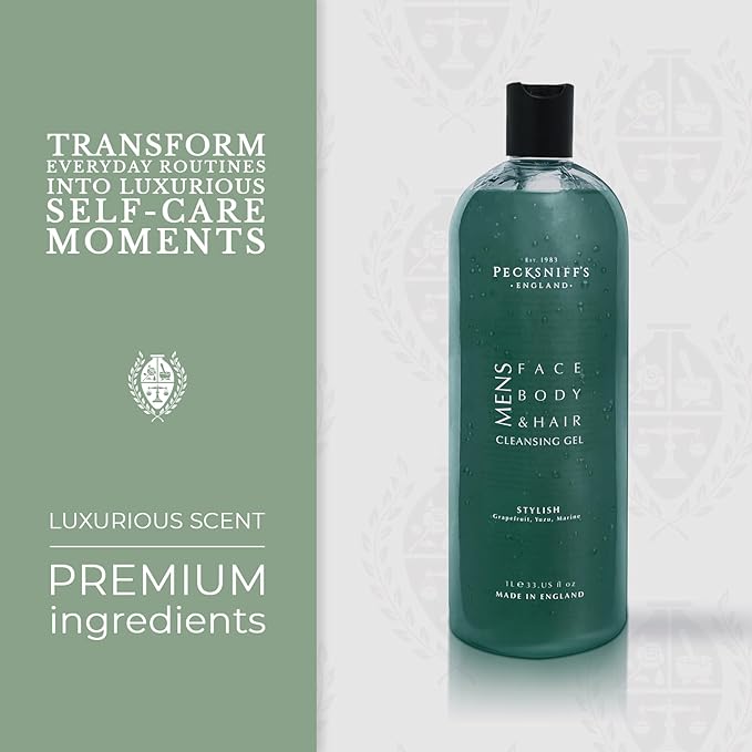 Pecksniff's Stylish 3-In-1 Cleansing Gel | 1L/1000 ml/33.81 Fl Oz
