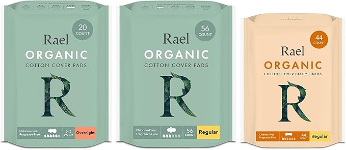 Rael Bundle - Overnight Pads (20 Count) Regular Pads (56 Count) Regular Liners (44 Count)