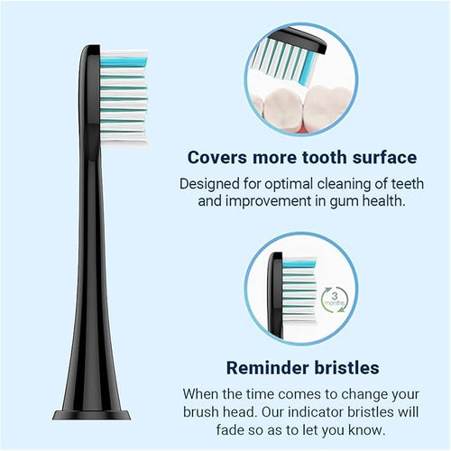16PCS Replacement Toothbrush Brush HeadsCompatible for Phili Sonic Care and Click-on Handles(16pcs Black)