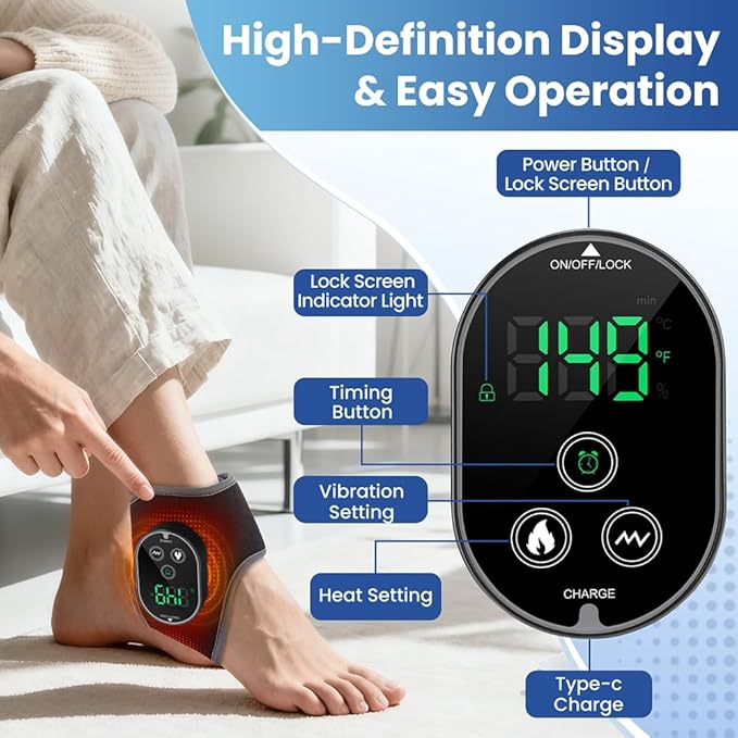 Foot Massager for Pain Relief Ankle Massager with Heat Ankle Heating Pad Heated Wrap Brace for Pain Foot Renew Foot Warmer Gift