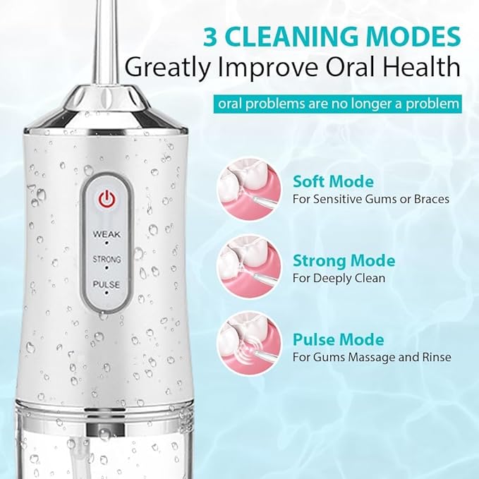Generic Cordless Water Dental Flosser for Teeth Cleaning 220ml Tank 3 Modes 4 Jets IPX7 Waterproof