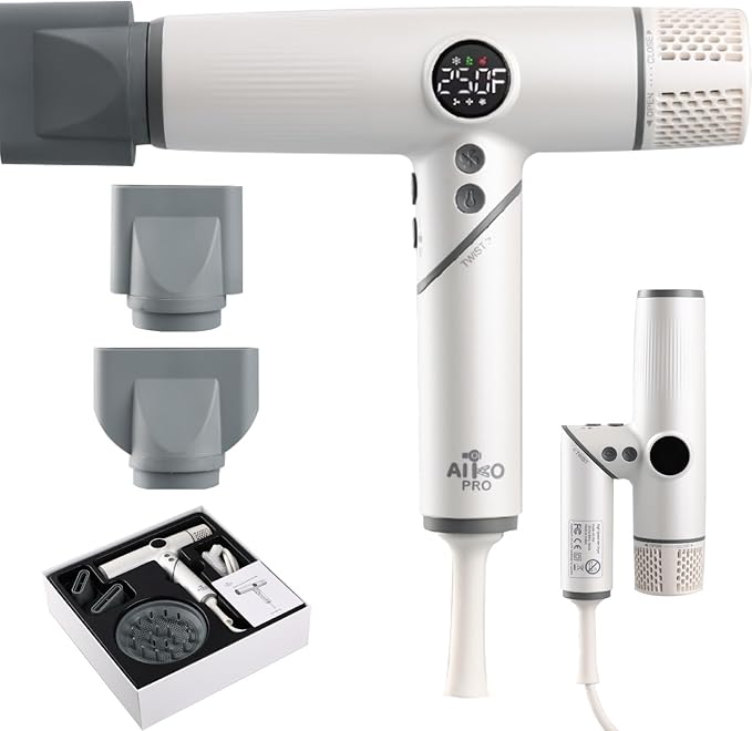 AIKO PRO Salon Ionic Hair Dryer 1800W High-Speed Foldable Travel Blow Dryer Brushless Motor for Fast Drying &amp Frizz Control 3 Temps &amp 3 Speeds Lightweight Portable &amp Quiet with 3 Magn