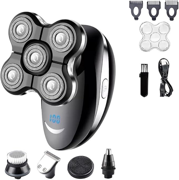 Head Shaver for Men 5 in 1 Electric Shaver for Men Beard Hair Trimmer Bald Head Razor 5D Floating Electric Nose Hair Trimmer LCD Display