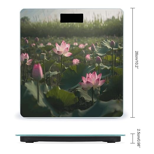 Flower in Water Images Bathroom Scale for Body Weight Bathroom Weighing Scale with Backlit LCD Display Highly Accurate Measures Weight Up to 180kg