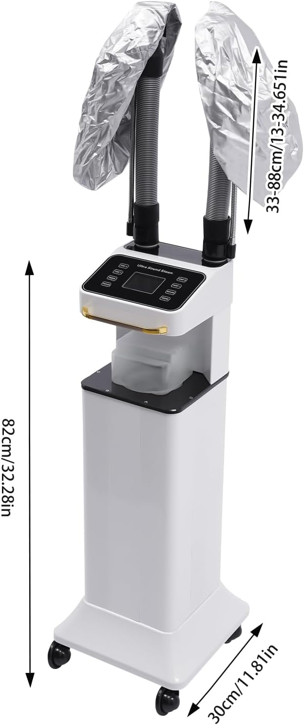 650W Hair Steamer Machine Multifunctional Hair Dyeing Machine with LCD Display Hair Color Processor RepairHair Oil Machine Stand Up Base Salon Spa Equipment for Barber Stores (White)