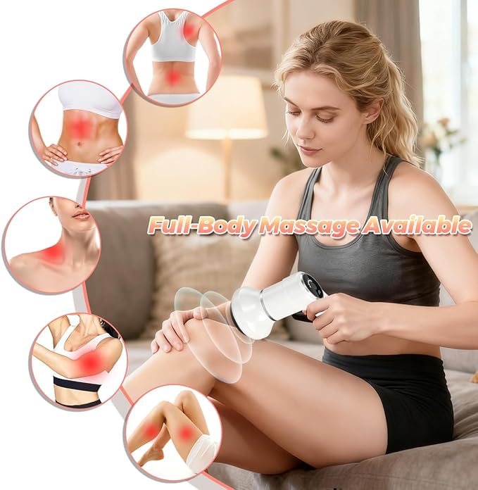 Joyzan Cordless Cellulite Massager Handheld Body Massage Lymphatic Tool Mini Drainage Sculpting Machine Electric Rechargeable Portable Roller 6 Speeds 7 Heads Legs Thighs Butt Neck Belly Fat Arms