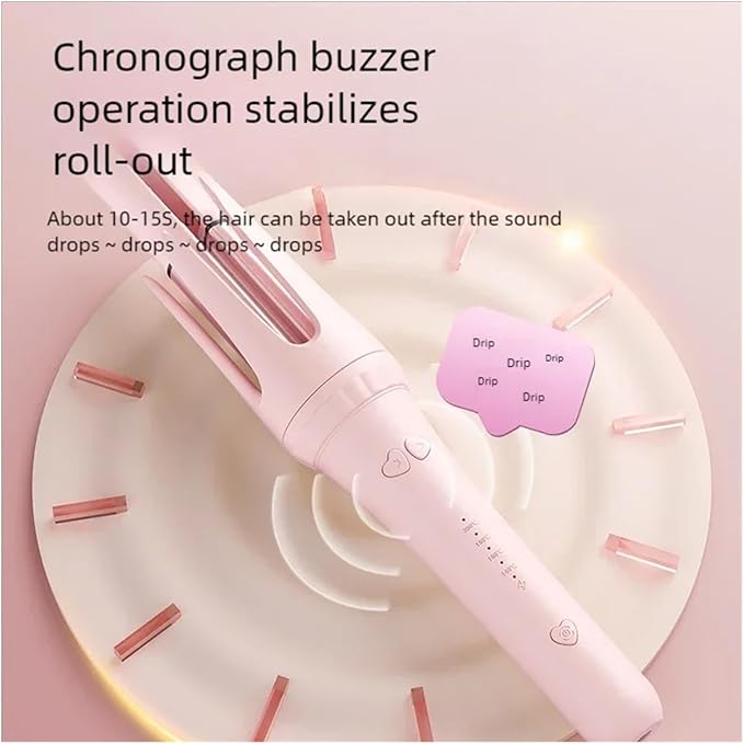 Automatic Curling Iron 32mm Rotating Long Hair(PinkAU)