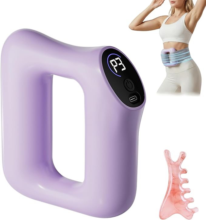 Electric Full-Body Vibration Massager Hands-Free Cordless Design with Adjustable Strap 8 Vibration Modes for Belly Back Legs &amp Waist Includes Sash &amp Scraper