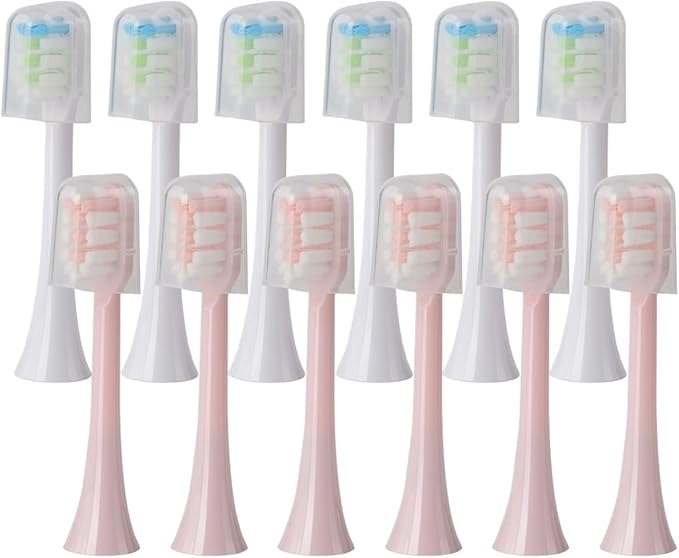 Replacement Brush HeadsCompatible for SOOCAS X3U/X3Pro/X5/V1/D2/D3 6/12pcs Bristle Heads Electric Toothbrush(SHUSHI-WH6PK6)