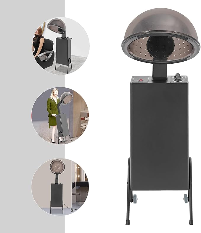 Professional Ion Hair Care Hood Hair Dryer 1200W Adjustable Temperature Portable Stand-Up Hair Dryer Hair Salon Hair Dryers with Wheels
