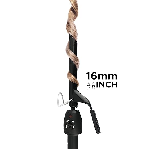 StyleCraft Stay-Temp Black Gold Professional Curling Iron with Extra-Long Thumb Grip Extended Barrel Marcel