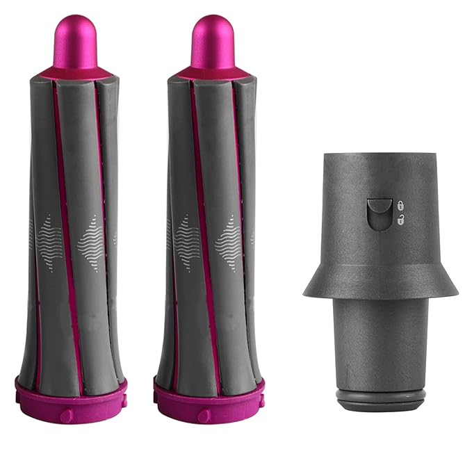 1 Pair Short Hair Curling Barrels for Dyson Supersonic Hair Dryer Curling Attachment 1.2 inch Automatic Curling Parts with Adapter for Multi Short Hair Styles