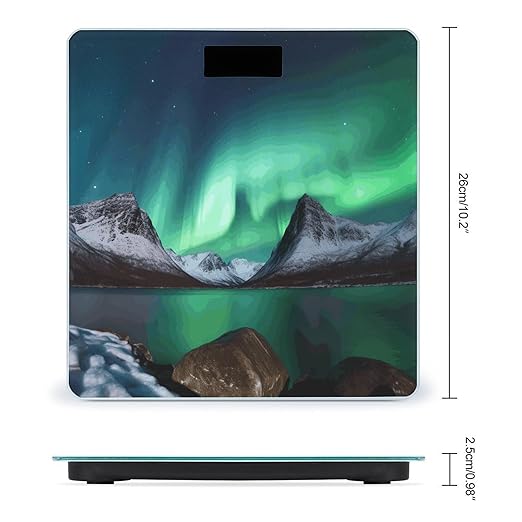 Aurora Borealis Scale for Body Weight Safe Rounded Corners Tempered Glass Digital Bathroom Scale LED Display 400lb Capacity Weight Scales with High Precision Sensors