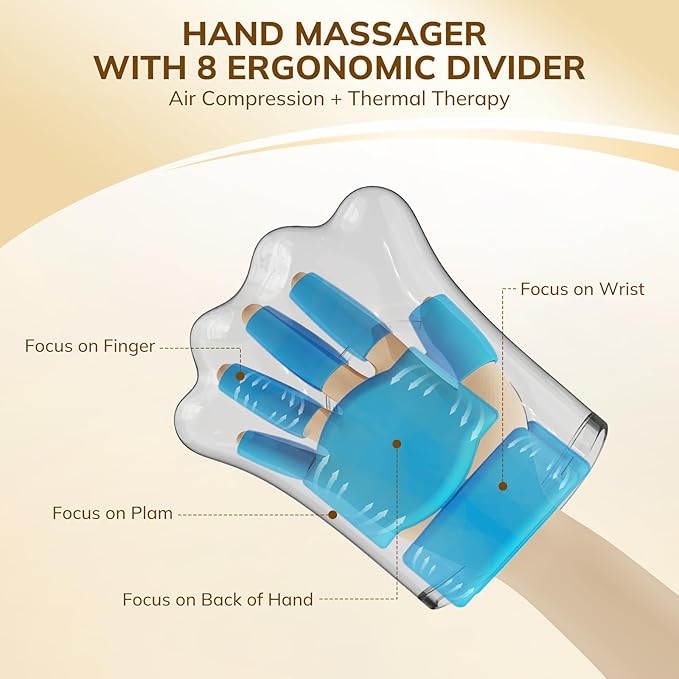 VARIPOWDER Hand Massager with Heat and Compression Cordless Hand Massager for Arthritis and Carpal Tunnel Finger Massager Gifts for Women Men
