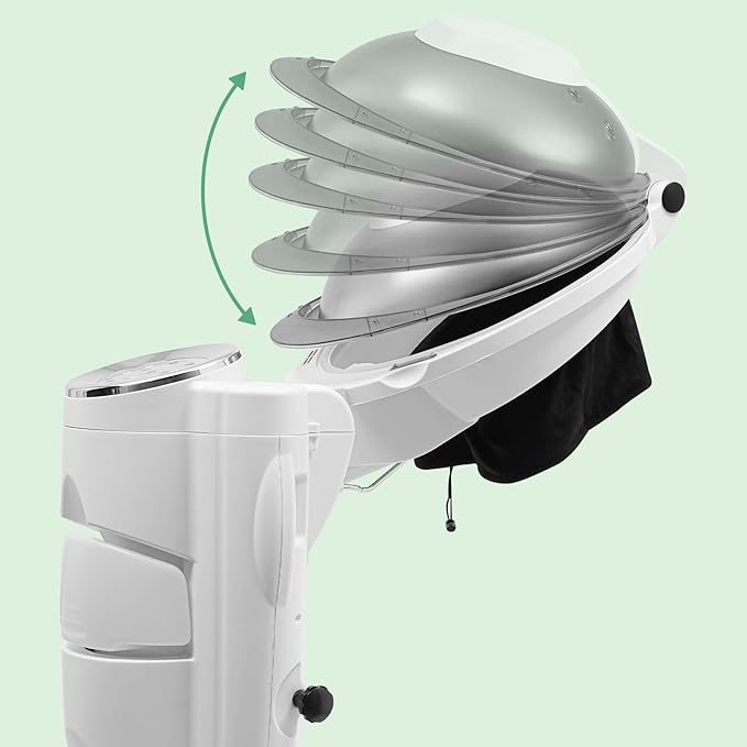 Hair Steamer 700W Professional Steam Mister Hooded with 12 Color Light Adjustable Height Standing Hair Dryer t for Styling Conditioning and Color Treatment White