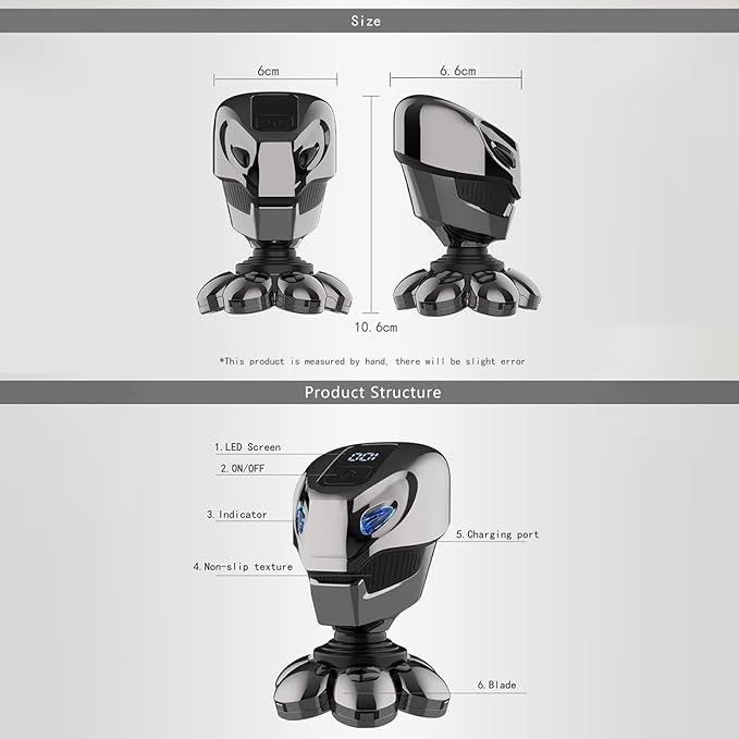 Head Shavers for Bald Men 5 in 1 4D Men's Rechargeable Bald Head Electric Shaver 7 Floating Cutter Beard Nose Ear Hair Trimmer Men Facial Cleaning Brush