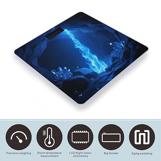 Blue Flame Weight Scale Large Digital Bathroom Scales with Bright LED Display Non Slip Digital Scale and Step On Fashion Weighing Machine for Body