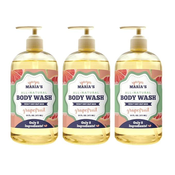 Yaya Maria's Natural Body Wash Only 6 Ingredients 100% Nontoxic Keeps Skin Soft Cruelty-Free (Grapefruit)