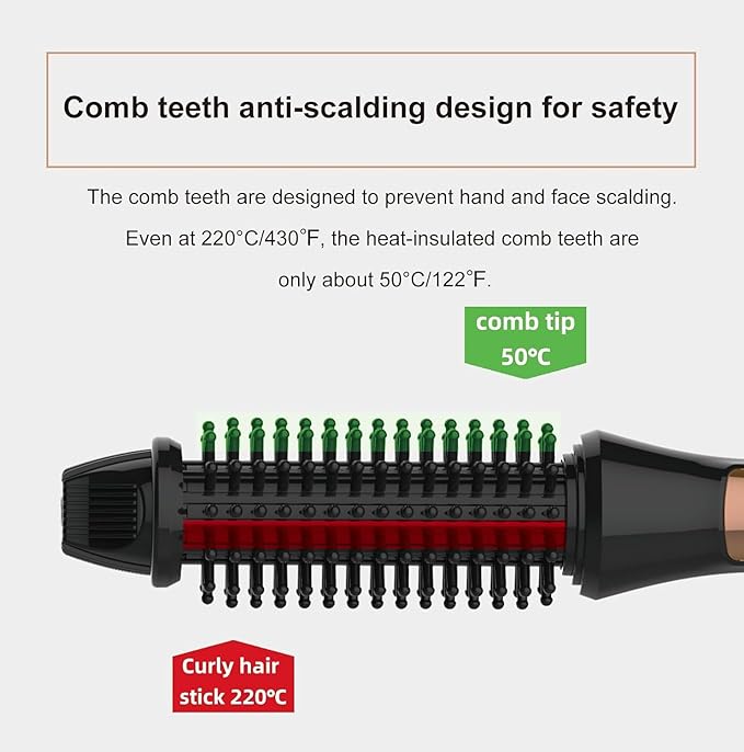 Temperature Control Mini Collaspe Hair Curler Tangle-Free Curling Iron Brush and Volumizer Dual Voltage Travel-Friendly Tourmaline Ceramic Ionic Hot Brush Styling Wand (New Black)