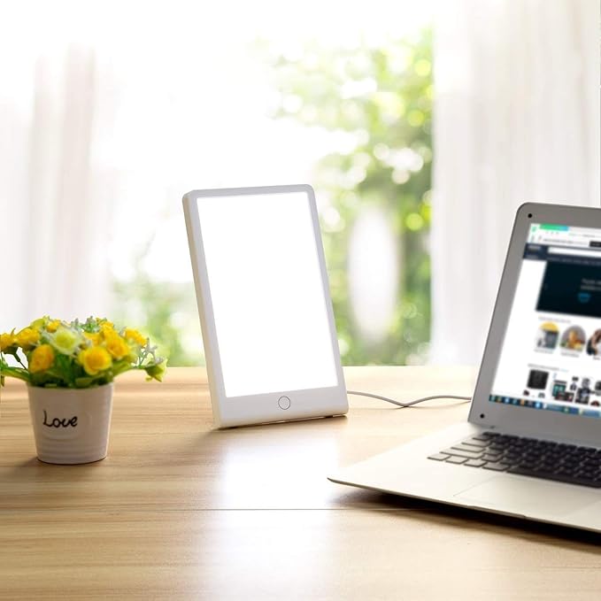 Light Therapy Lamp UV-Free 10000 Lux Light Touch Control Adjustable Brightness Levels 4 Timer Function for Home/Office Use