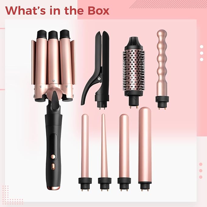 5-in-1 Curling Iron with Interchangeable Barrels Wave Iron Included Up to 450°F/232°C Champagne Gold
