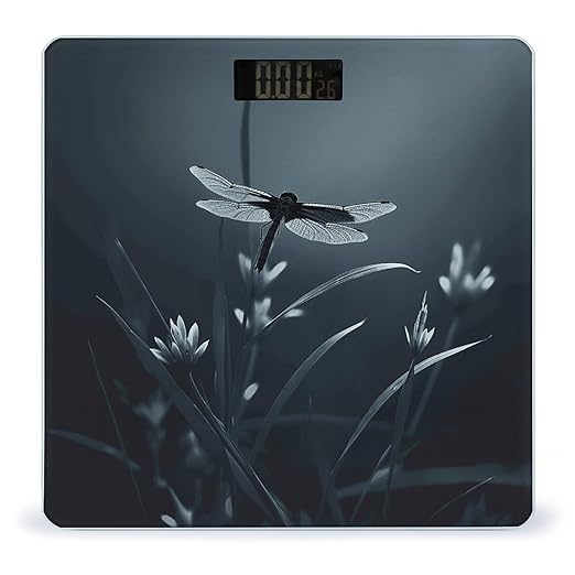 Dragonfly Silhouette Bathroom Scale Rounded Smart Scale for Body Weight Automatic Power On/Off Weight Scales Accurate Bathroom Digital Scales for Pet Home Bedroom Kitchen