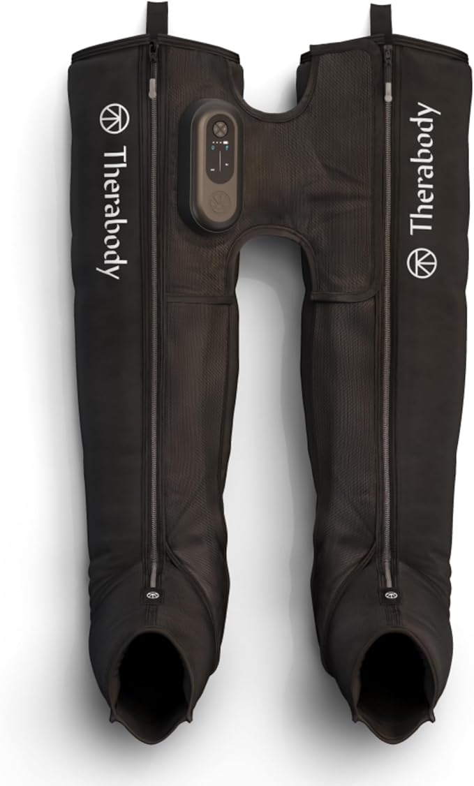 Therabody JetBoots Prime - Ultra-Portable Wireless Compression Boots for Easy Leg Muscle Recovery - Calf Leg &amp Thigh Compression Sleeve with Customizable Treatments (Long)