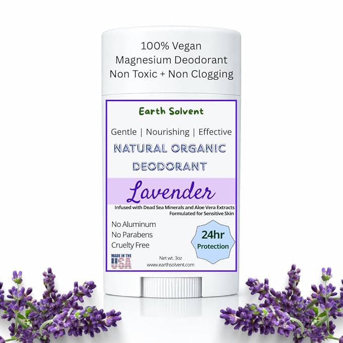 Magnesium Natural Organic Vegan Deodorant | Dead Sea Minerals &amp Aloe Vera For Sensitive Skin 24hr Protection Aluminum Free Paraben Free Baking Soda Free Cruelty Free - For Men &amp Women (Lave